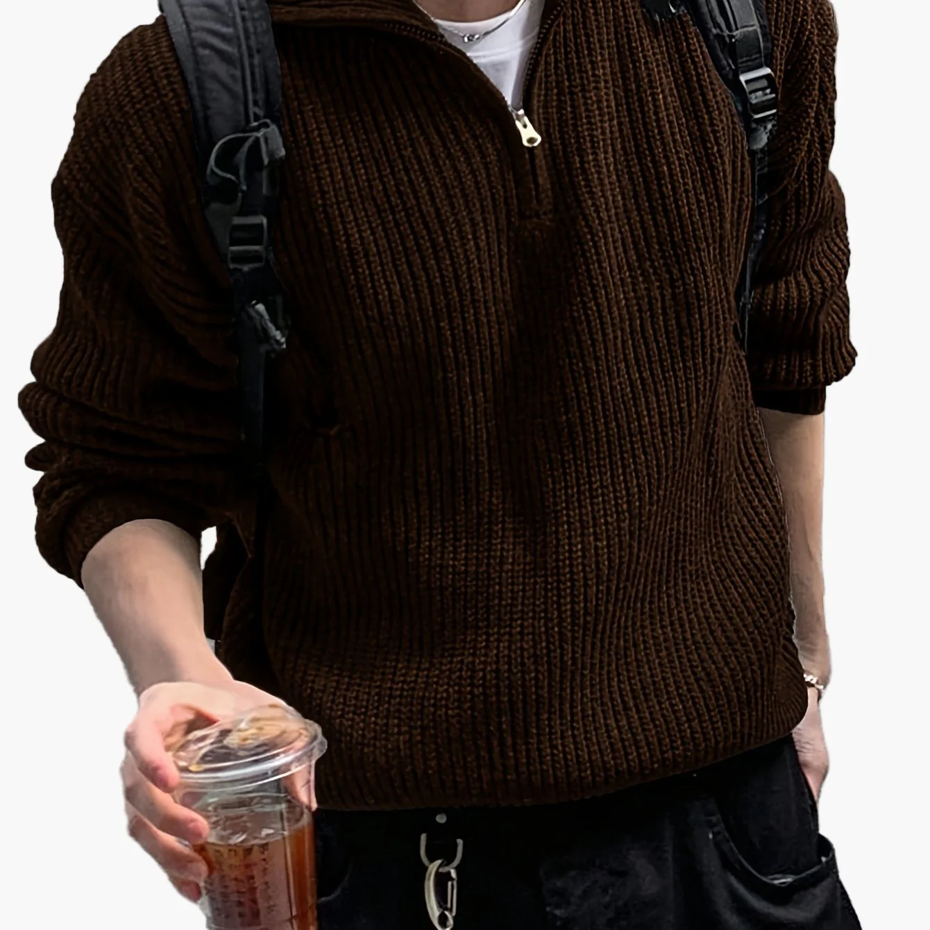 Herren Strickpullover mit Reißverschluss und hohem Kragen – Lässiger Freizeitstil für Frühling & Herbst - Image 12