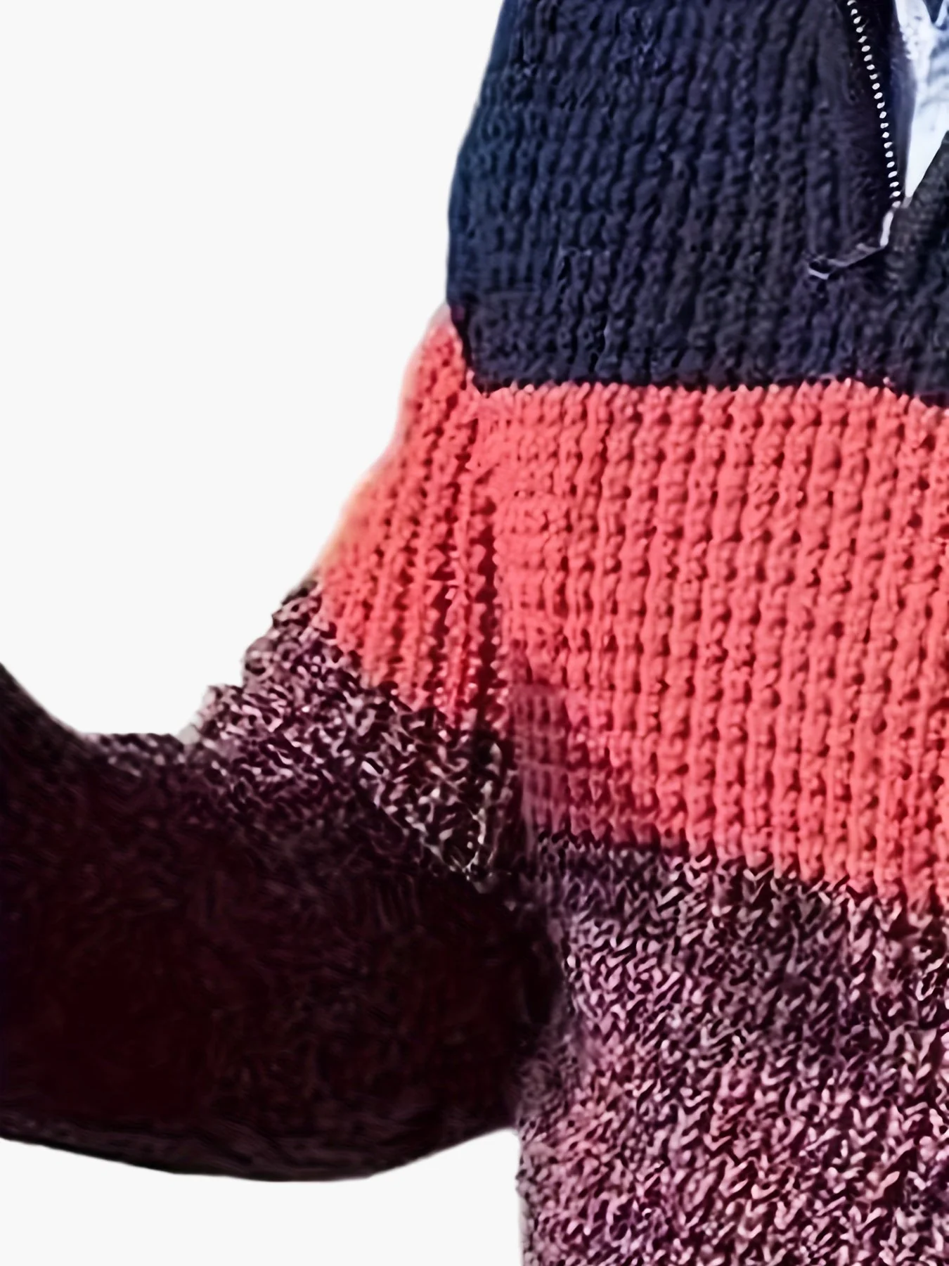 Herren Strickpullover mit Streifenmuster und Stehkragen – Modischer Freizeitpullover mit Viertelreißverschluss - Image 6