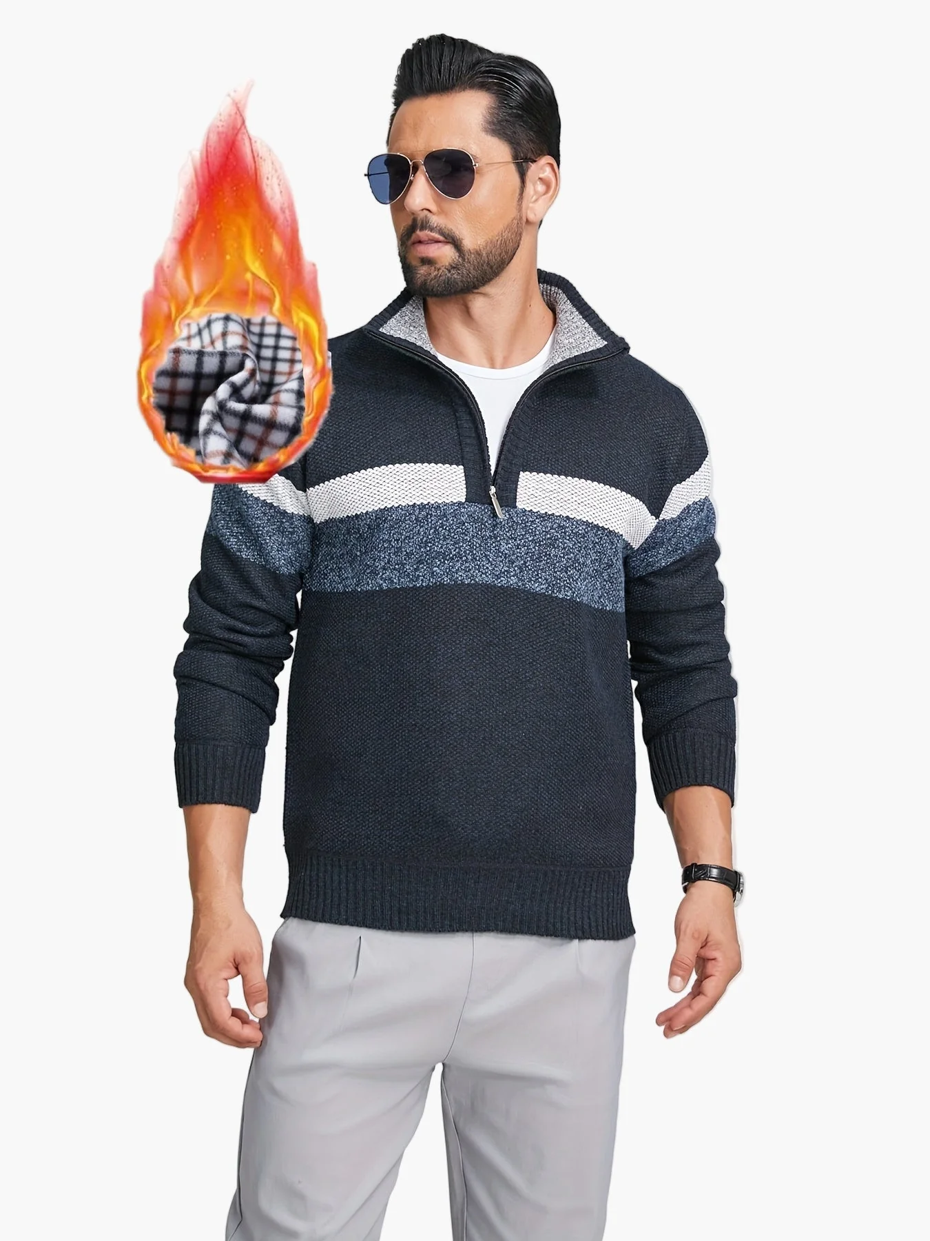 Herren Strickpullover mit Viertelreißverschluss – Modischer Casual Style für Herbst & Winter - Image 10