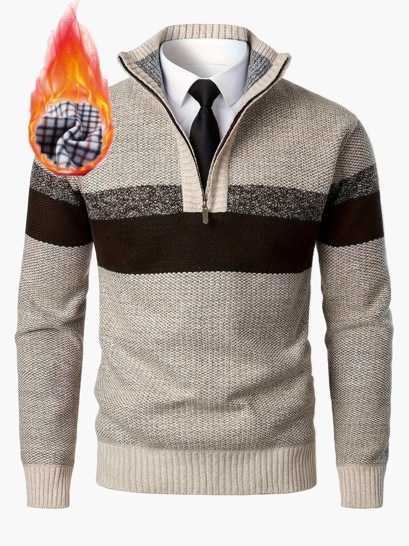 Herren Strickpullover mit Viertelreißverschluss – Modischer Casual Style für Herbst & Winter - Image 2