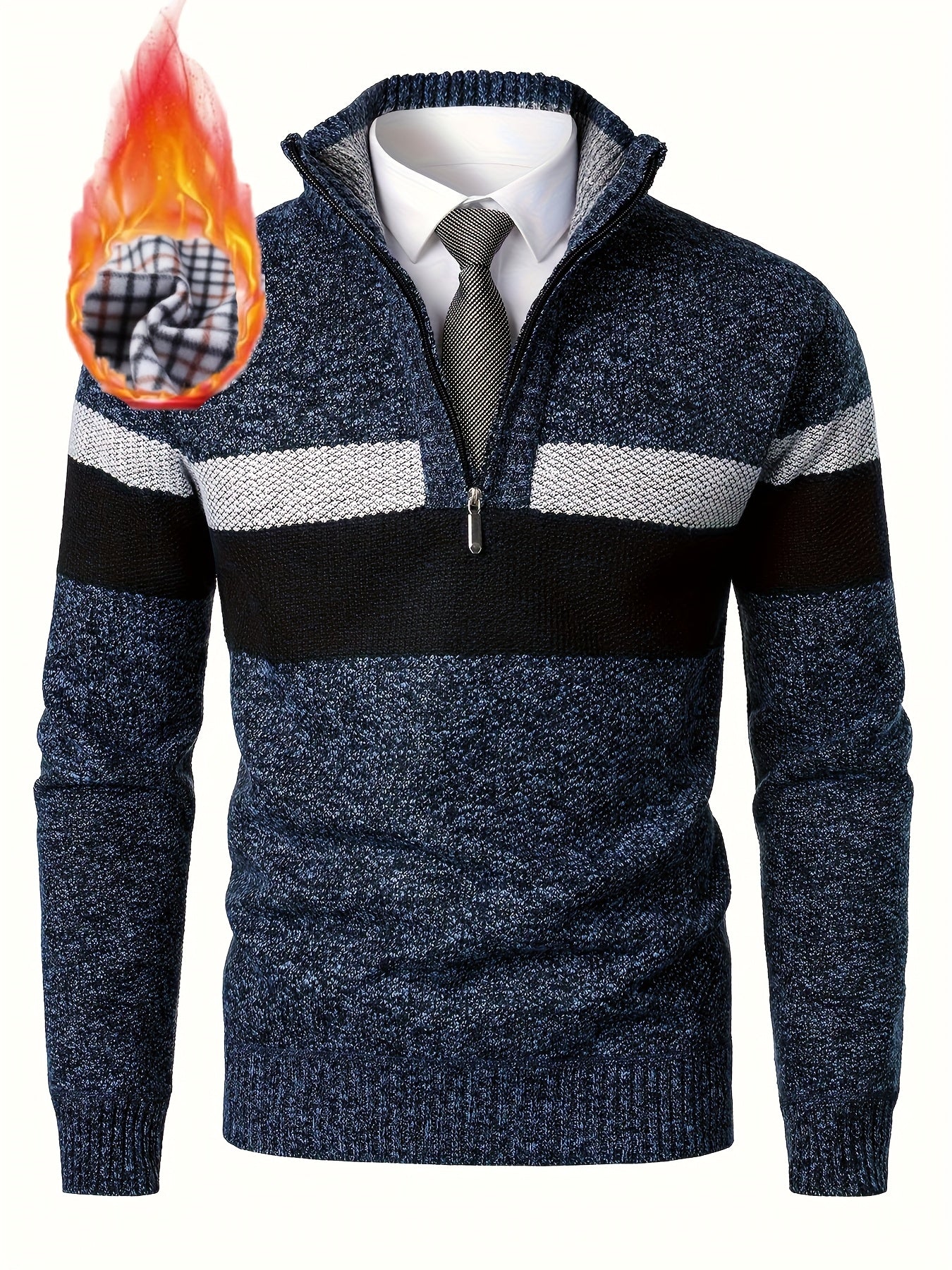 Herren Strickpullover mit Viertelreißverschluss – Modischer Casual Style für Herbst & Winter - Image 3