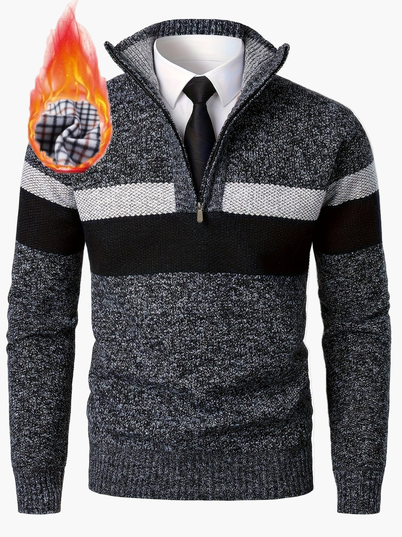 Herren Strickpullover mit Viertelreißverschluss – Modischer Casual Style für Herbst & Winter - Image 4