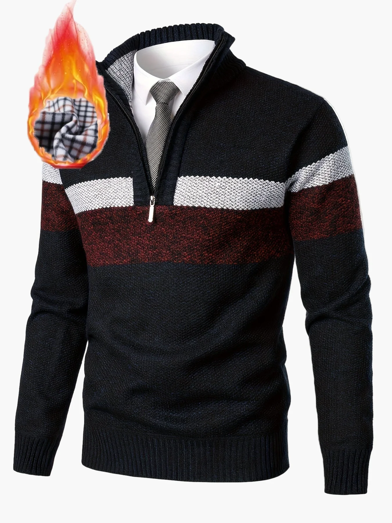 Herren Strickpullover mit Viertelreißverschluss – Modischer Casual Style für Herbst & Winter - Image 6