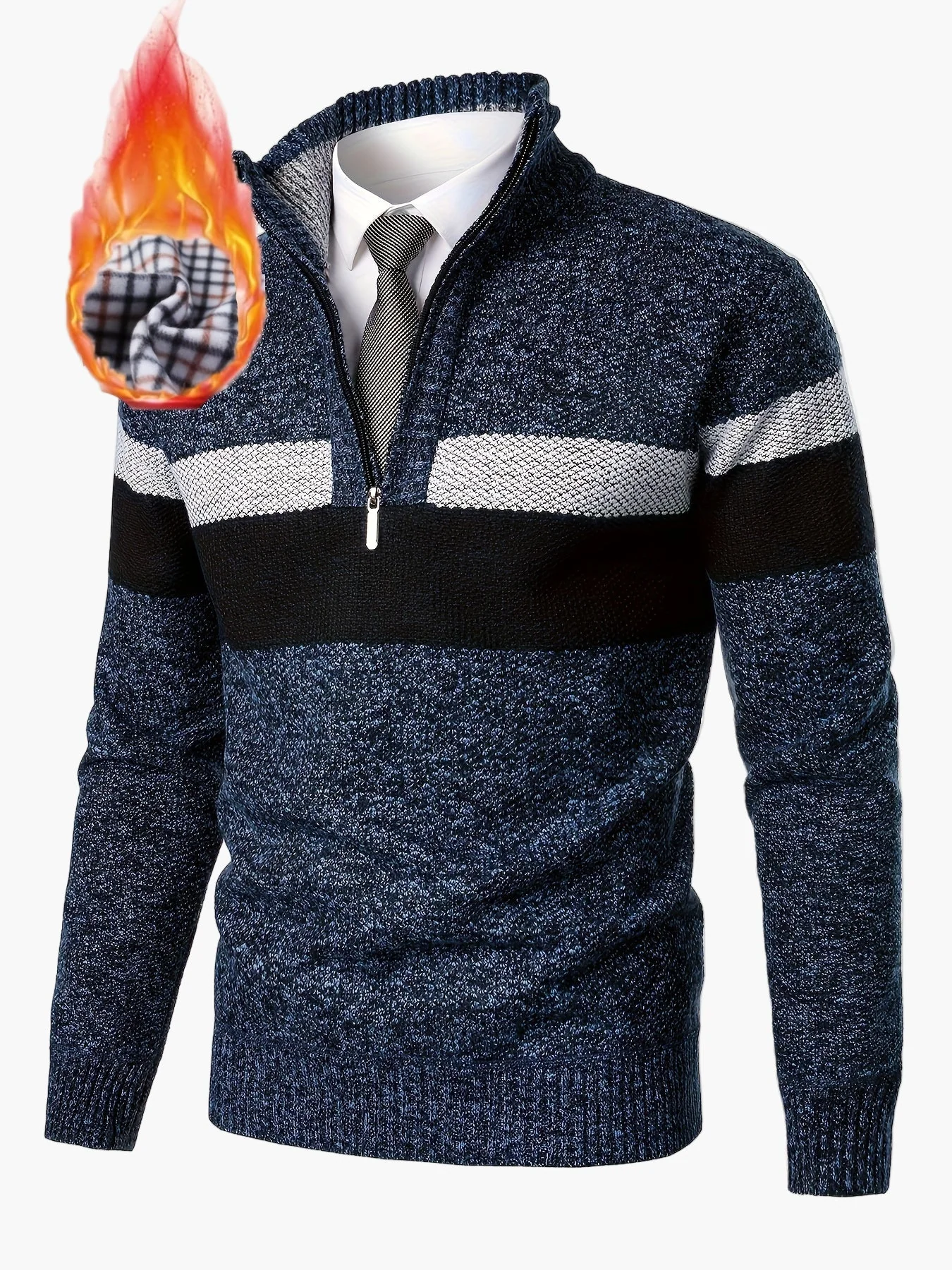 Herren Strickpullover mit Viertelreißverschluss – Modischer Casual Style für Herbst & Winter - Image 8