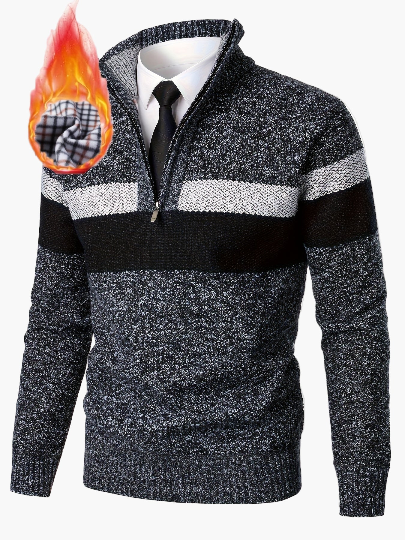Herren Strickpullover mit Viertelreißverschluss – Modischer Casual Style für Herbst & Winter - Image 9