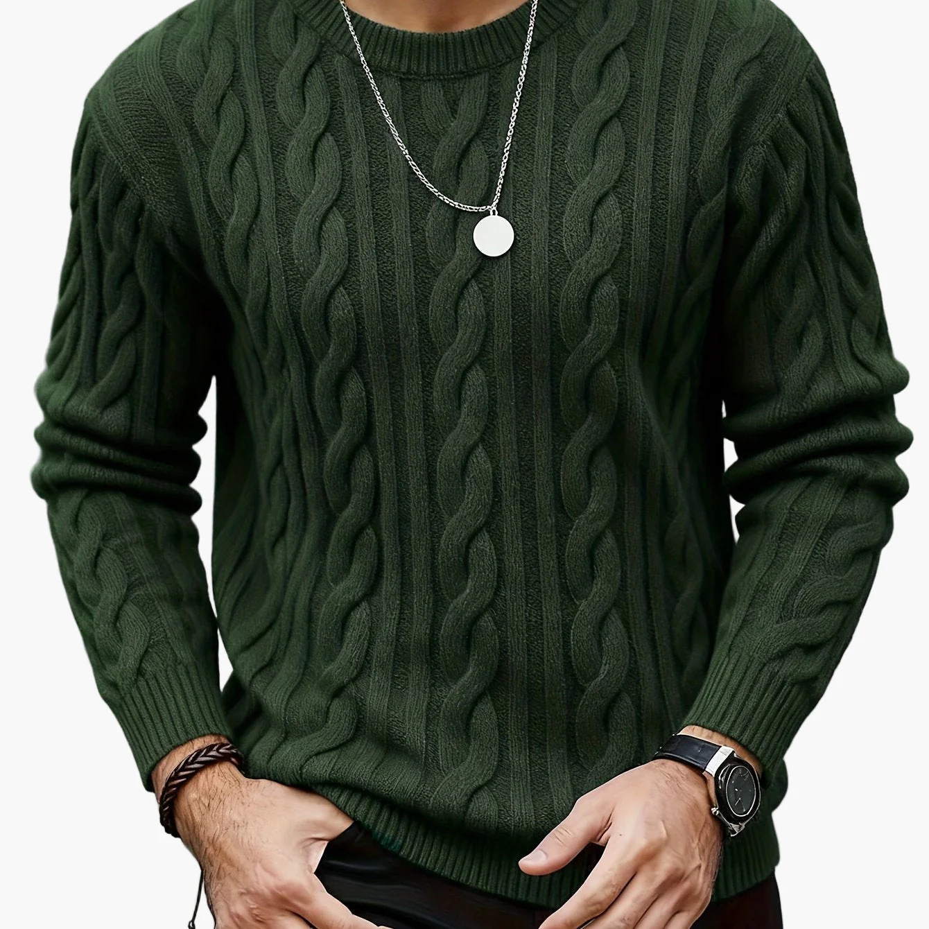 Herren Strickpullover Zopfmuster – Modischer Freizeit-Look für Herbst und Winter - Image 12