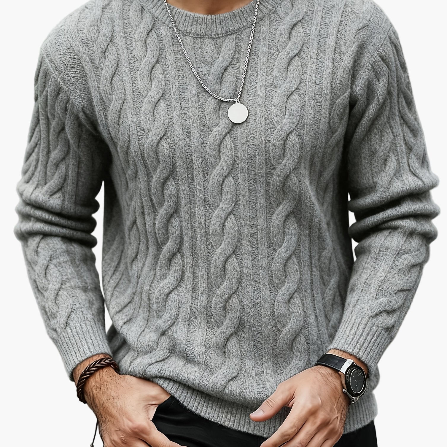 Herren Strickpullover Zopfmuster – Modischer Freizeit-Look für Herbst und Winter - Image 13