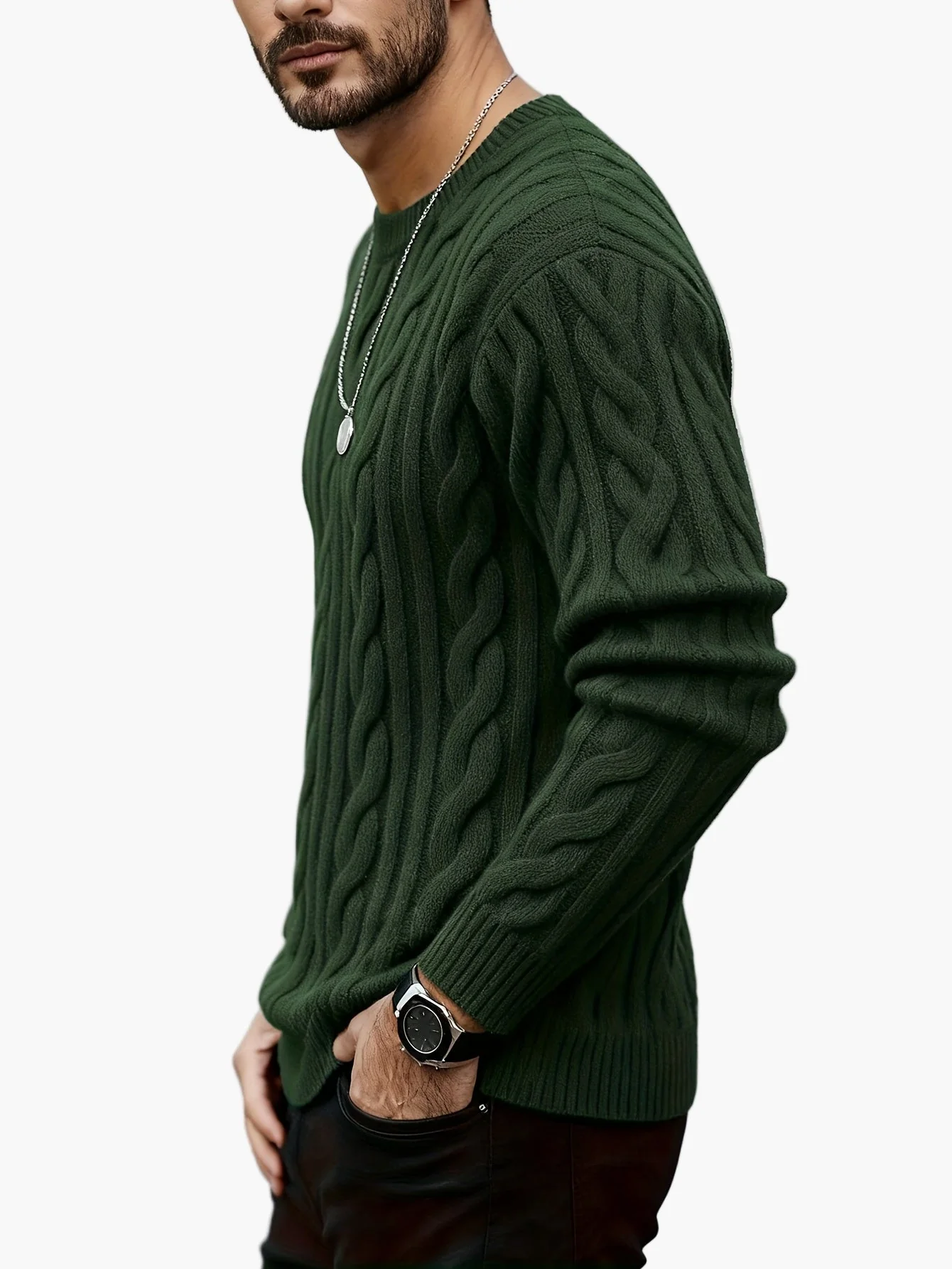 Herren Strickpullover Zopfmuster – Modischer Freizeit-Look für Herbst und Winter - Image 6