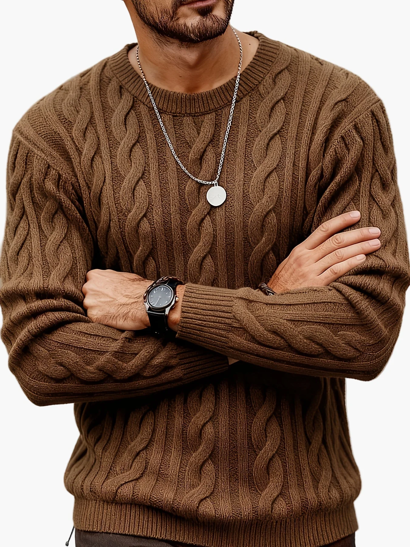 Herren Strickpullover Zopfmuster – Modischer Freizeit-Look für Herbst und Winter - Image 7