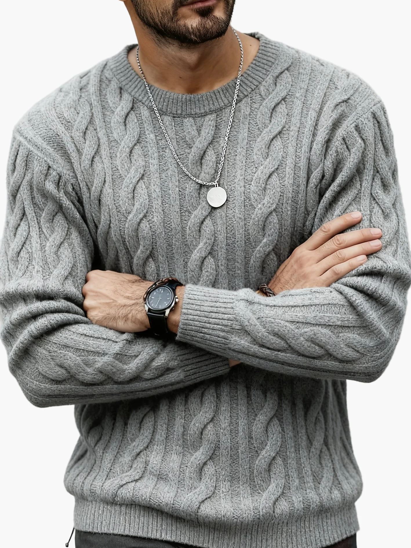 Herren Strickpullover Zopfmuster – Modischer Freizeit-Look für Herbst und Winter - Image 8