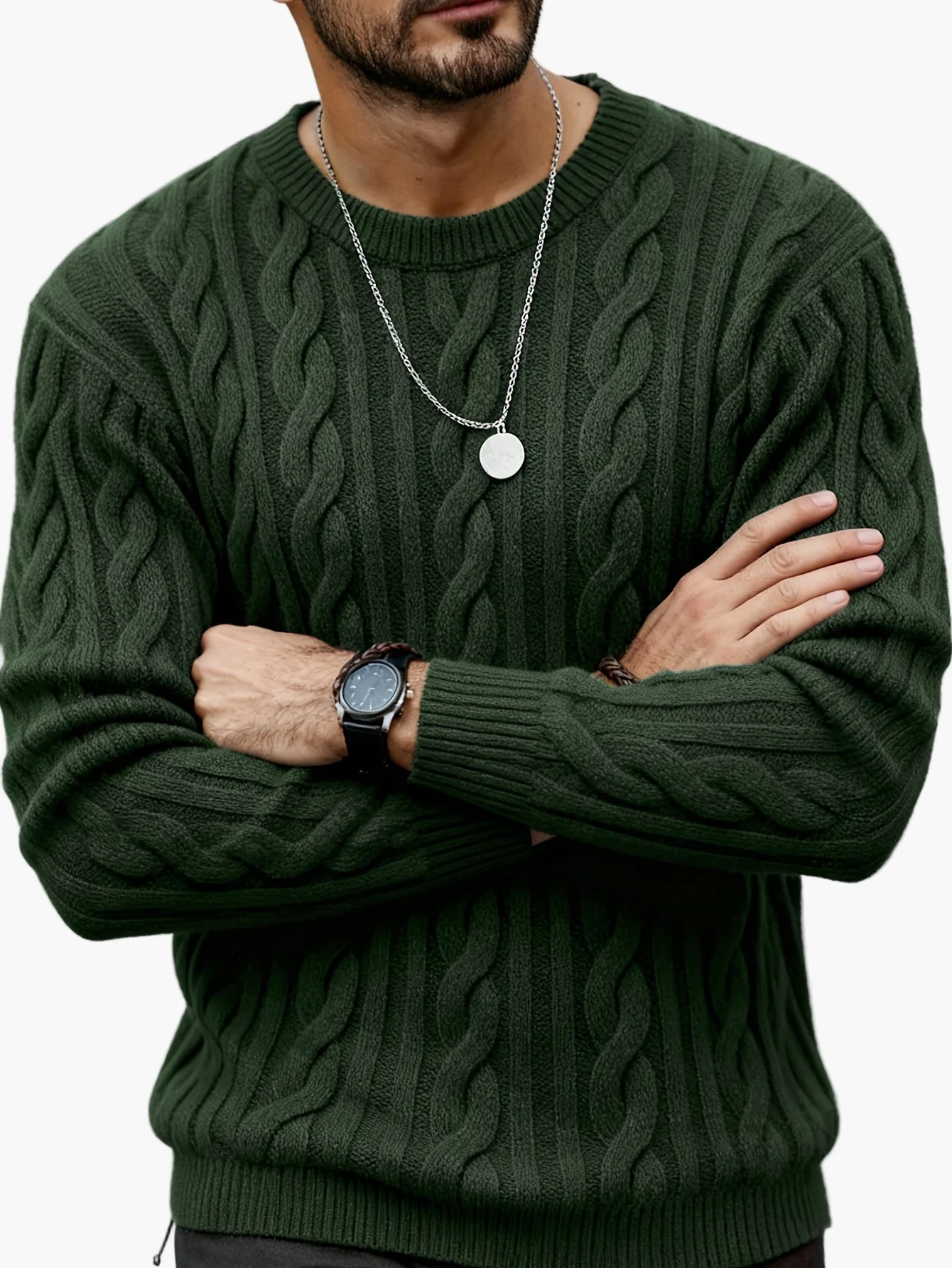 Herren Strickpullover Zopfmuster – Modischer Freizeit-Look für Herbst und Winter - Image 9