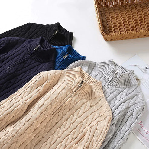 Herren Strickpullover mit Zopfmuster und Reißverschluss – Eleganter Freizeit- und Business-Look - Image 10