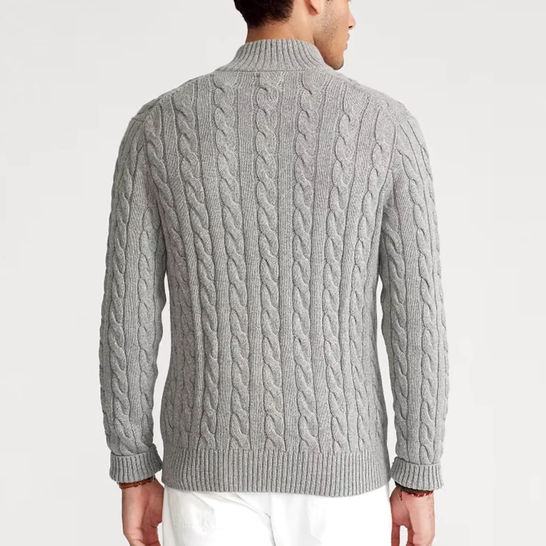 Herren Strickpullover mit Zopfmuster und Reißverschluss – Eleganter Freizeit- und Business-Look - Image 3