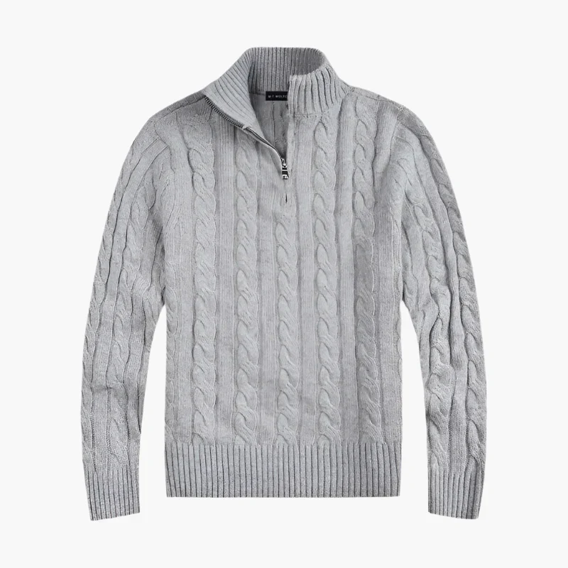 Herren Strickpullover mit Zopfmuster und Reißverschluss – Eleganter Freizeit- und Business-Look - Image 5