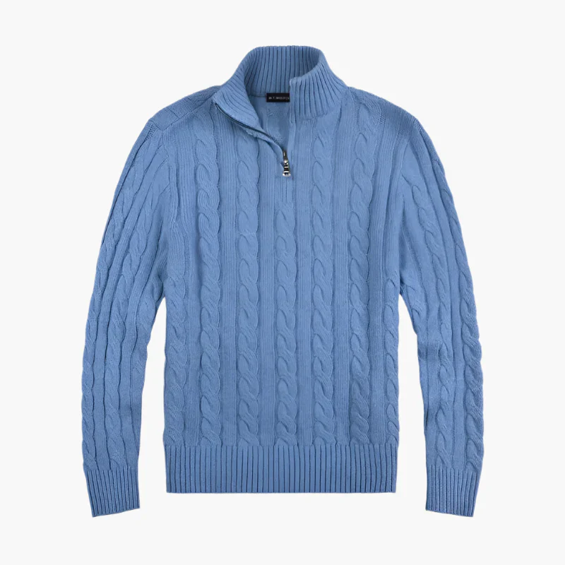 Herren Strickpullover mit Zopfmuster und Reißverschluss – Eleganter Freizeit- und Business-Look - Image 6