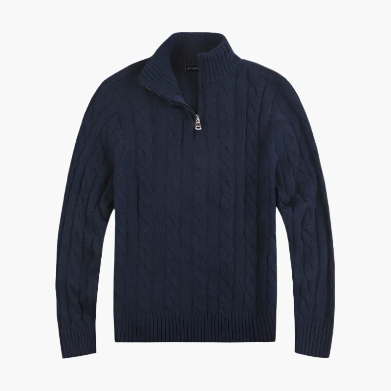 Herren Strickpullover mit Zopfmuster und Reißverschluss – Eleganter Freizeit- und Business-Look - Image 7