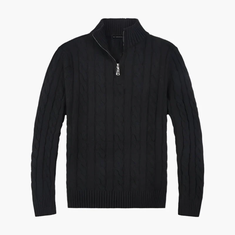 Herren Strickpullover mit Zopfmuster und Reißverschluss – Eleganter Freizeit- und Business-Look - Image 8