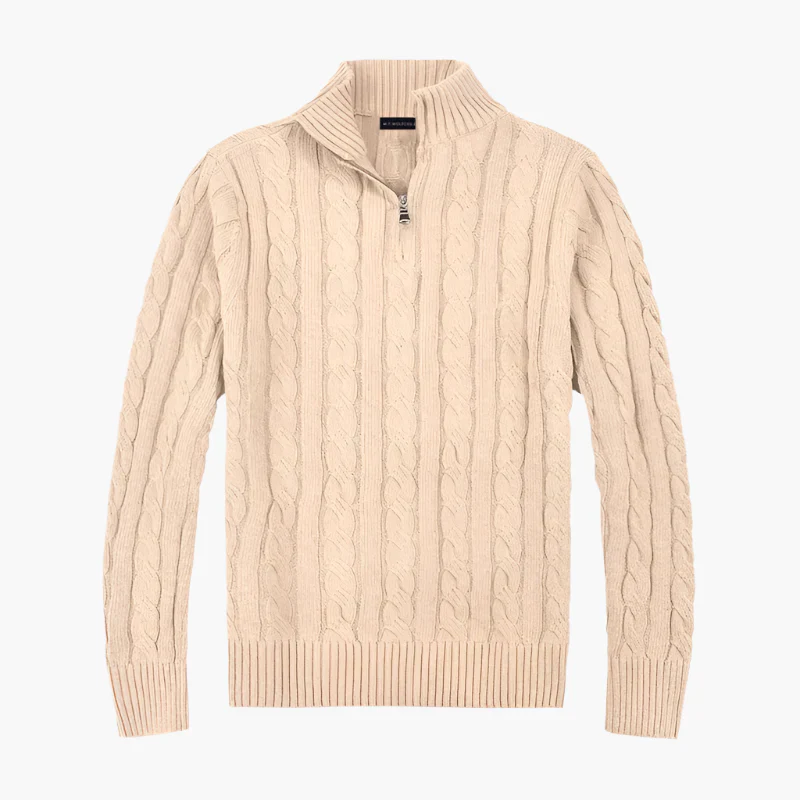 Herren Strickpullover mit Zopfmuster und Reißverschluss – Eleganter Freizeit- und Business-Look - Image 9
