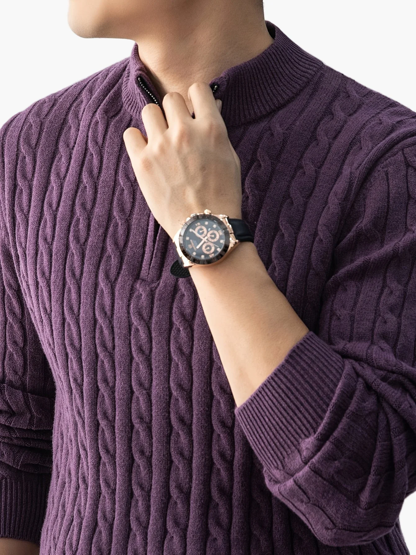 Herren Strickpullover mit Zopfmuster und Stehkragen – Modischer Casual Style für Herbst und Winter - Image 7