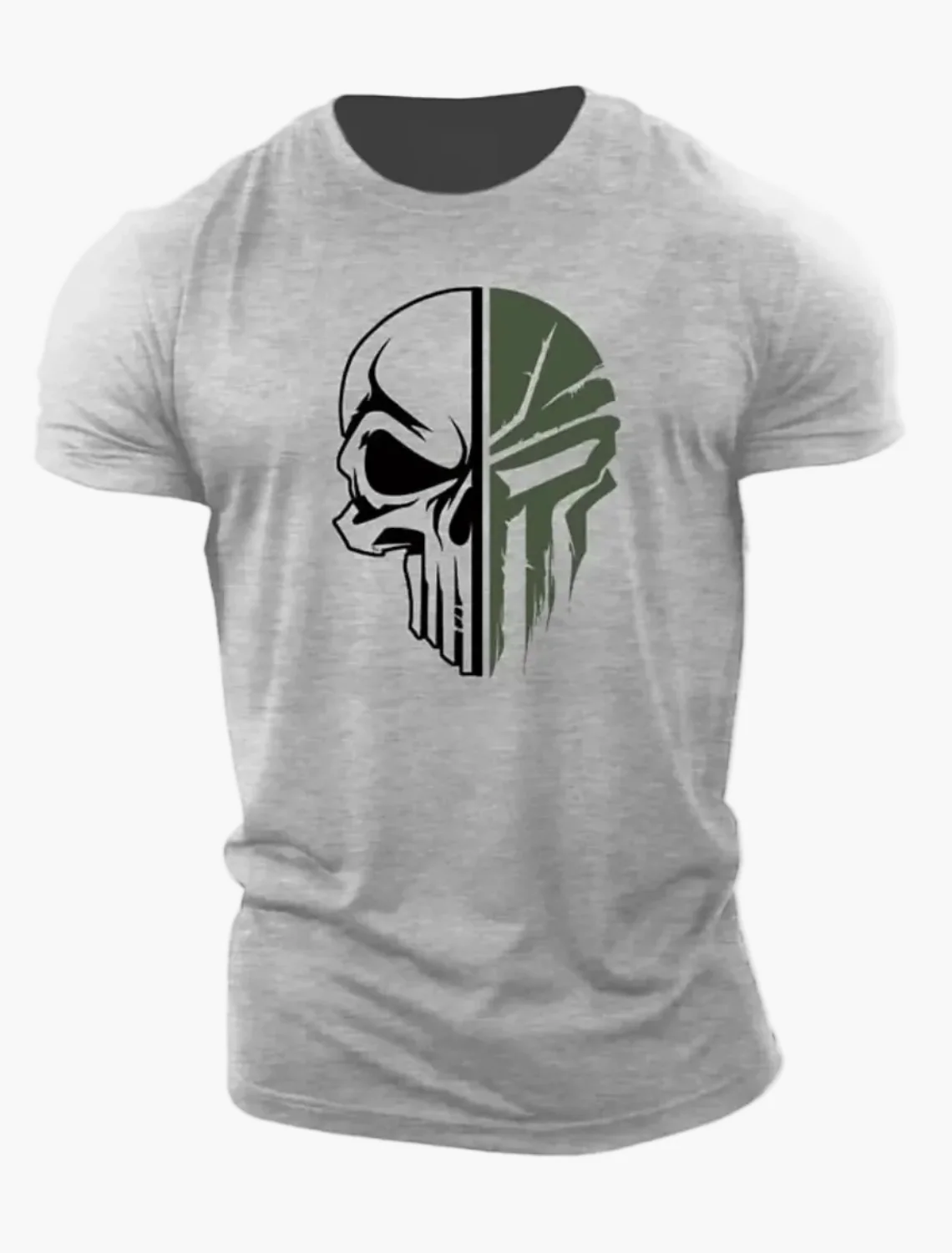 Herren T-Shirt mit 3D Totenkopf-Motiv im Military-Style – Urbanes Statement für Freizeit & Fitness - Image 4
