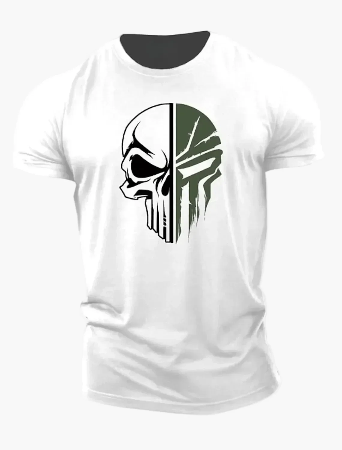 Herren T-Shirt mit 3D Totenkopf-Motiv im Military-Style – Urbanes Statement für Freizeit & Fitness - Image 5