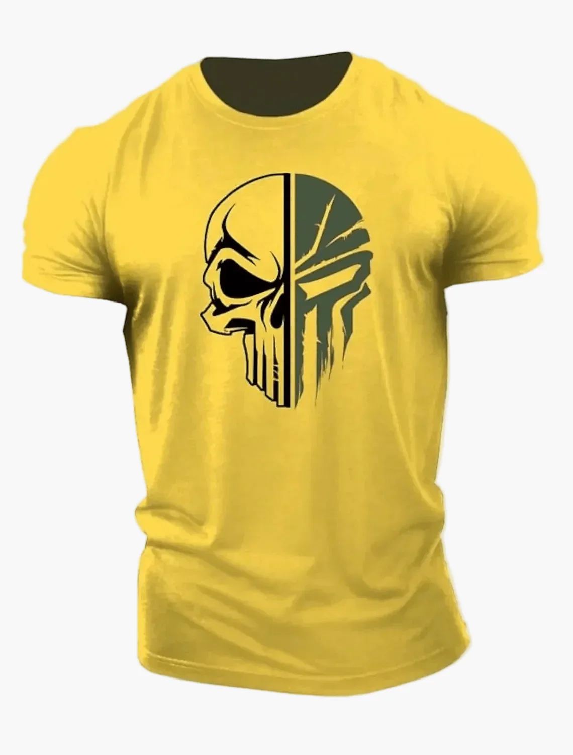Herren T-Shirt mit 3D Totenkopf-Motiv im Military-Style – Urbanes Statement für Freizeit & Fitness - Image 7
