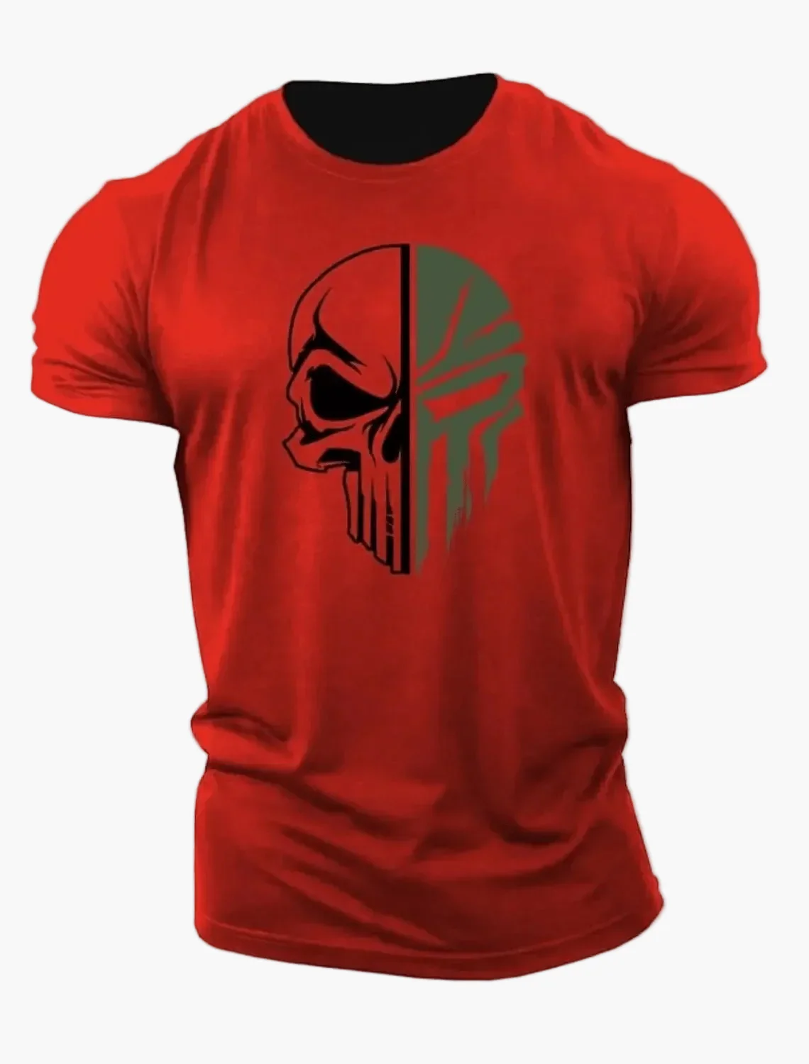 Herren T-Shirt mit 3D Totenkopf-Motiv im Military-Style – Urbanes Statement für Freizeit & Fitness - Image 8