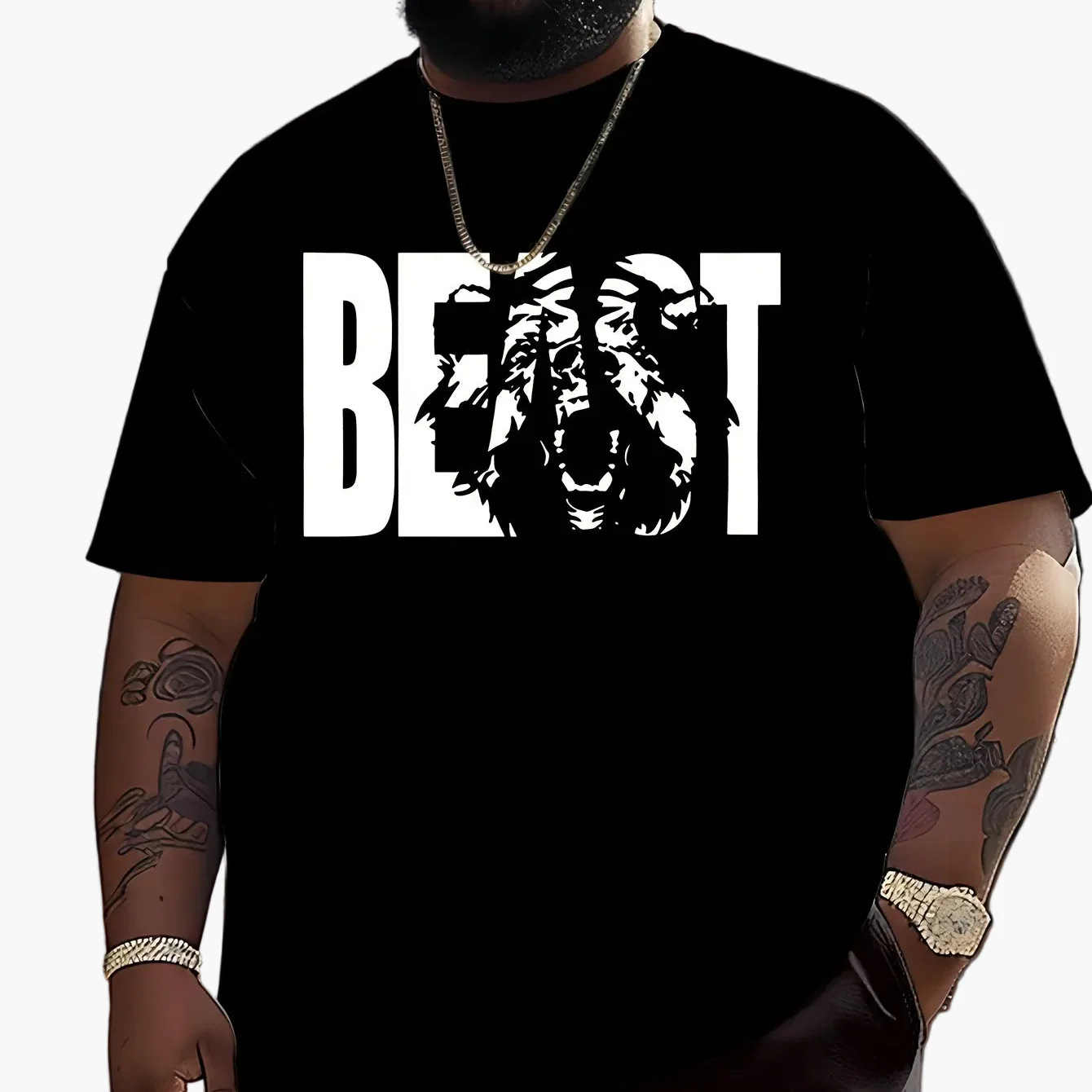 Herren T-Shirt mit BEAST Print – Urban Streetwear Übergröße, Kurzarm - Image 11