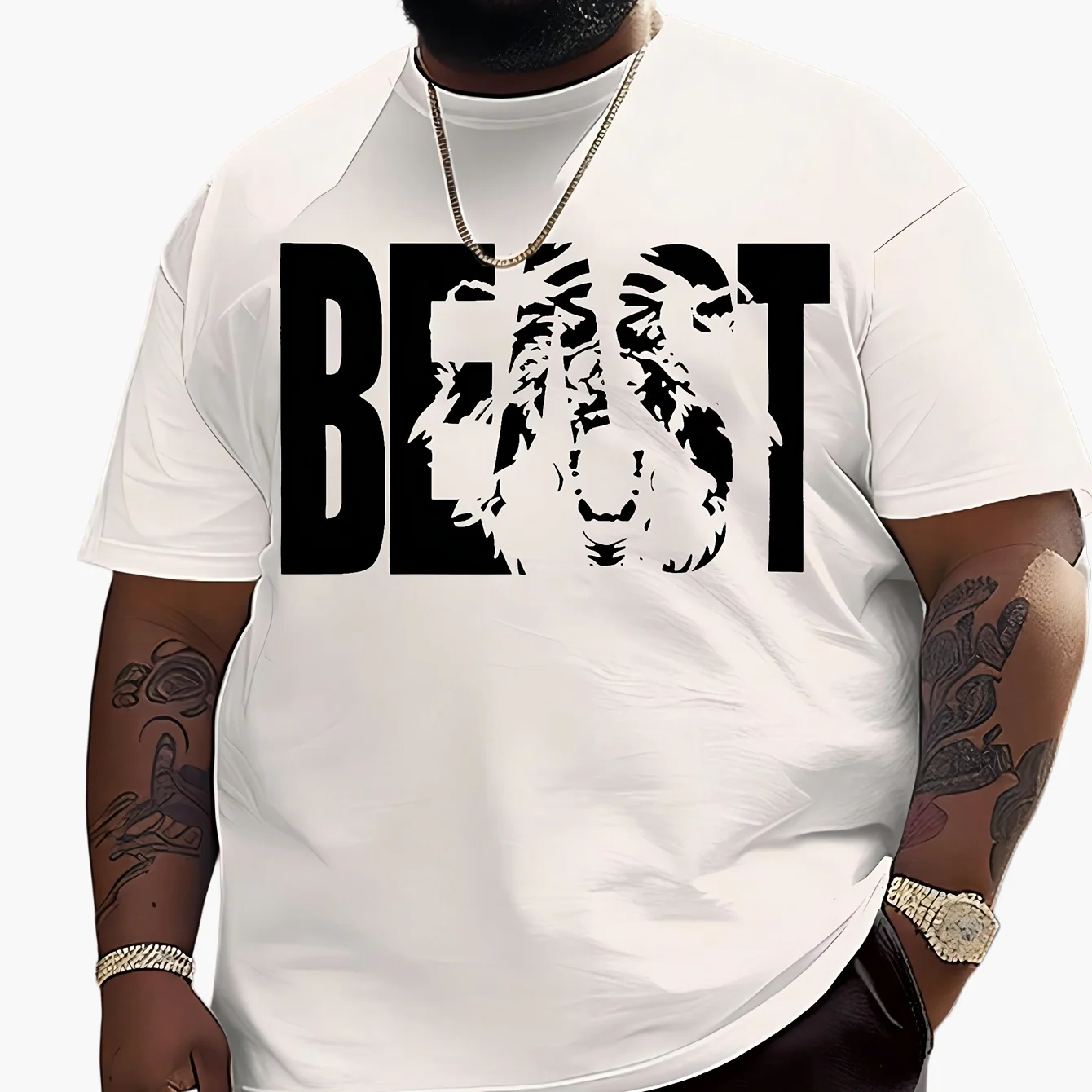 Herren T-Shirt mit BEAST Print – Urban Streetwear Übergröße, Kurzarm - Image 12