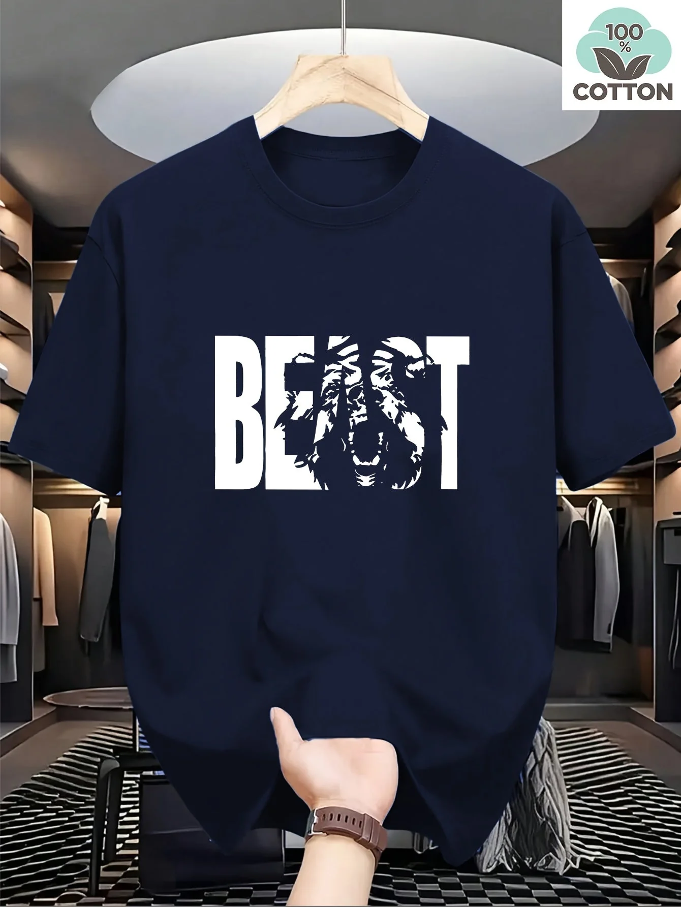 Herren T-Shirt mit BEAST Print – Urban Streetwear Übergröße, Kurzarm - Image 5
