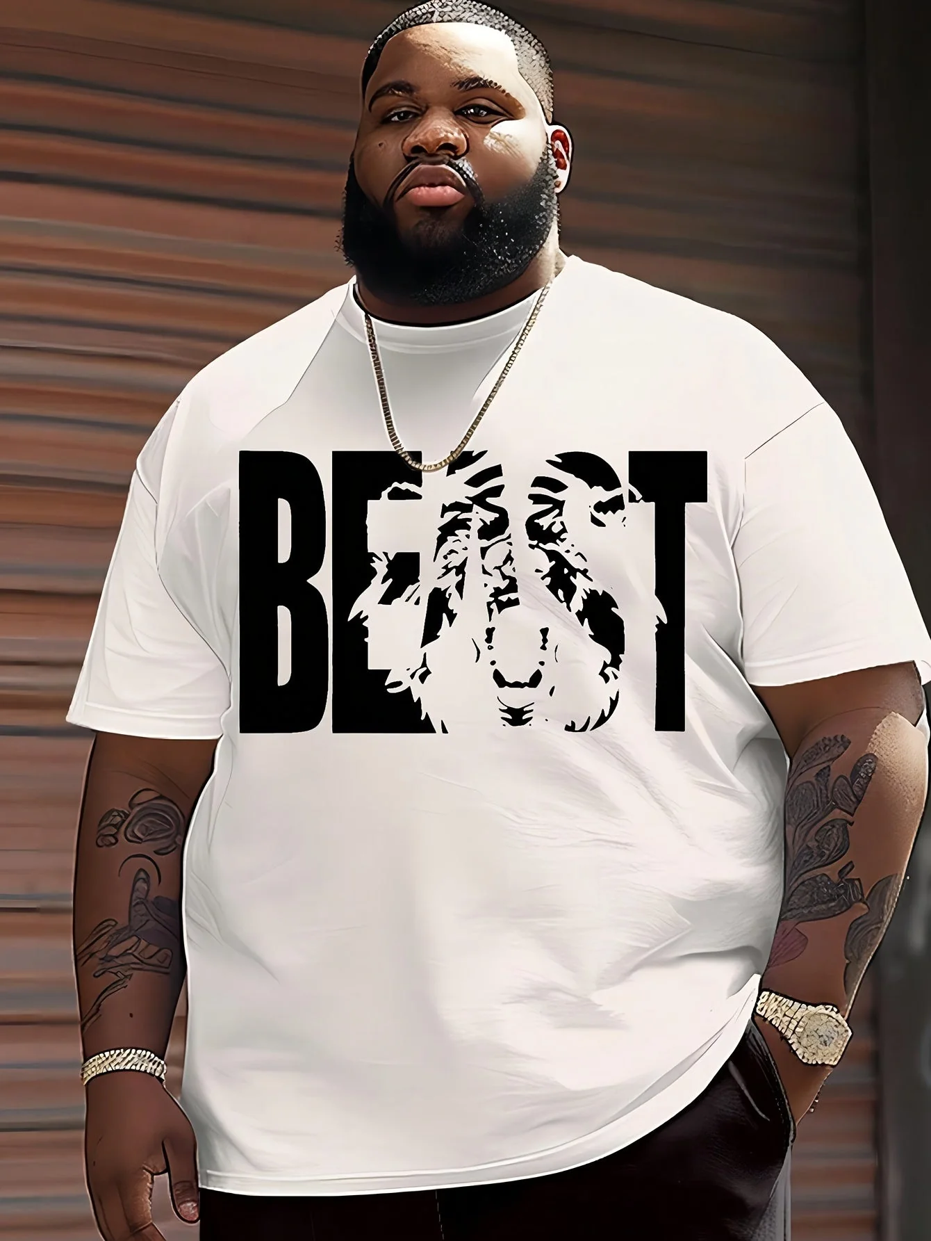 Herren T-Shirt mit BEAST Print – Urban Streetwear Übergröße, Kurzarm - Image 7