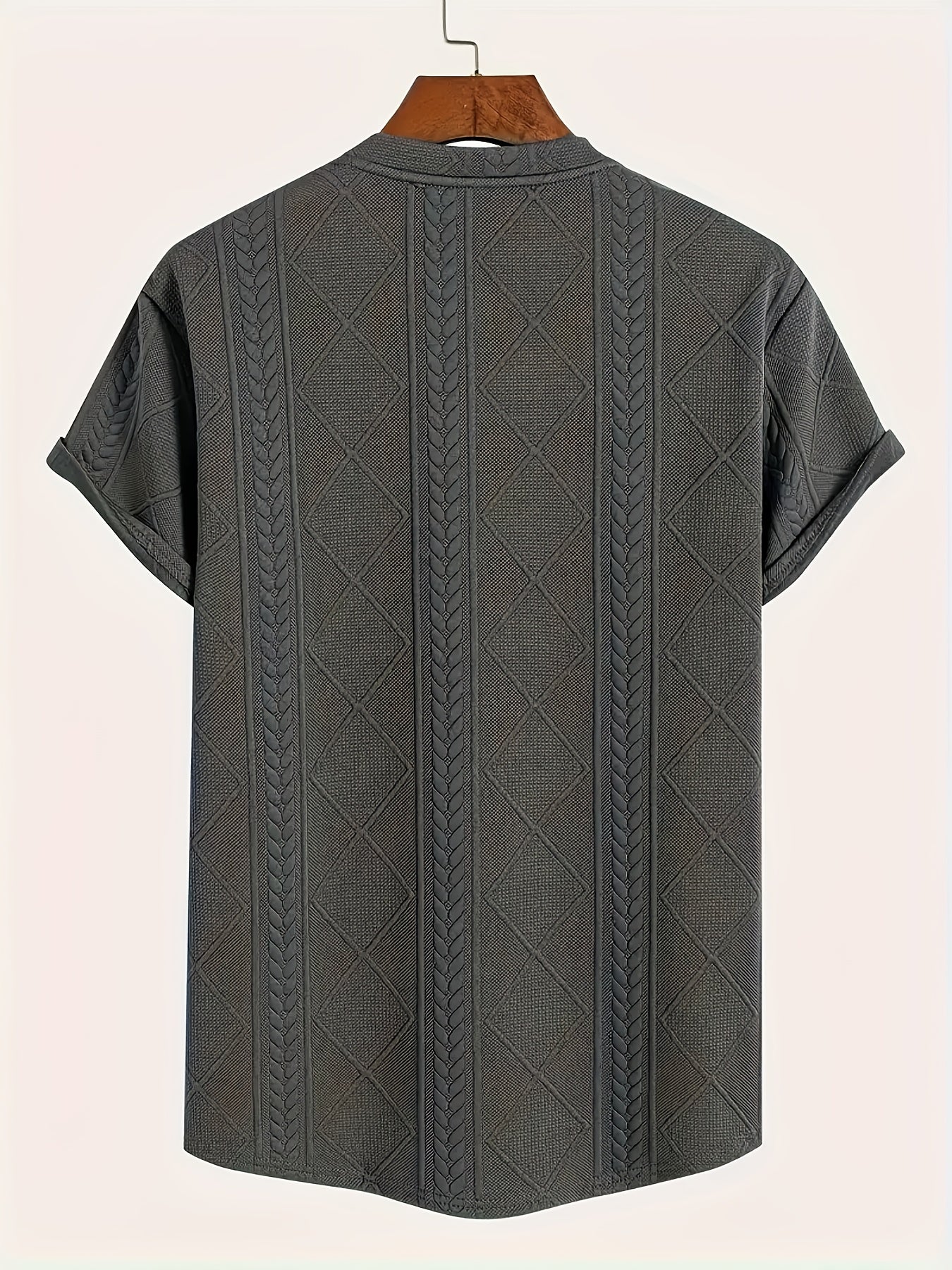 Herren T-Shirt im Strickmuster-Look, Kurzarm, Casual Style, Ideal für Alltag und Freizeit - Image 5