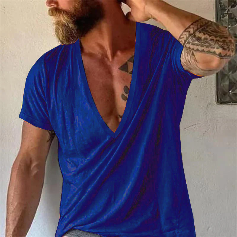 Herren T-Shirt mit tiefem V-Ausschnitt, modisch und lässig für Freizeit und Sommer - Image 11