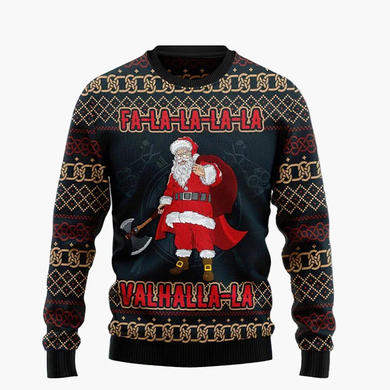 Herren Ugly Christmas Sweater Biker Style – Lustiger Weihnachts-Pullover mit Santa auf Motorrad - Image 2