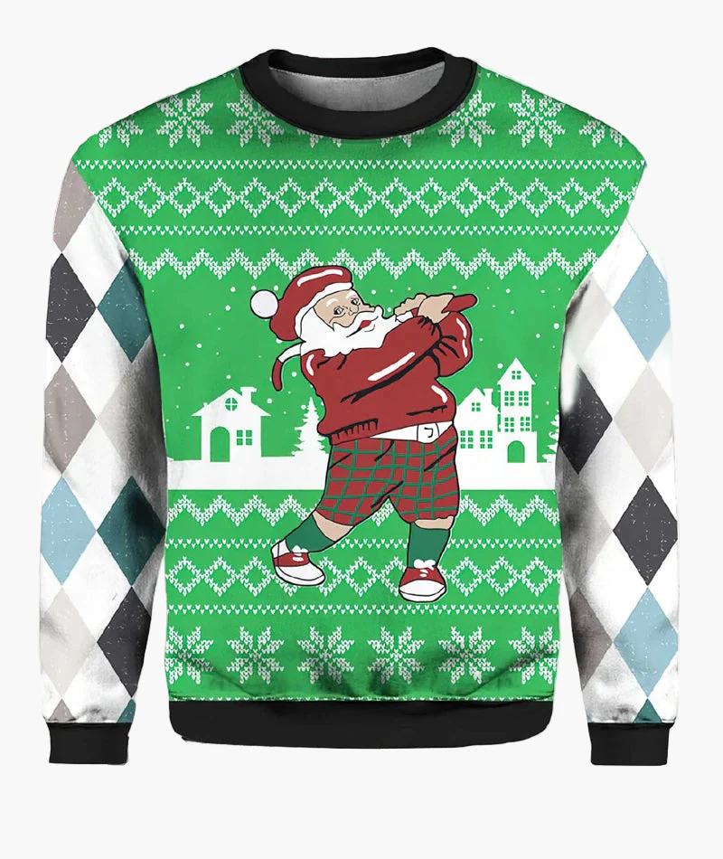 Herren Ugly Christmas Sweater Biker Style – Lustiger Weihnachts-Pullover mit Santa auf Motorrad - Image 3