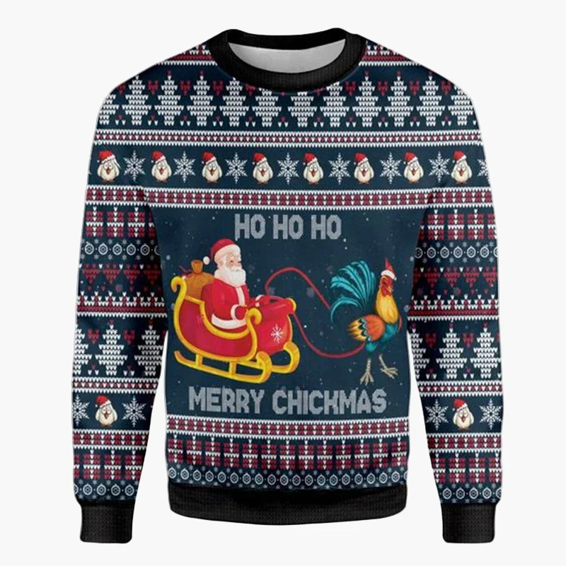 Herren Ugly Christmas Sweater Biker Style – Lustiger Weihnachts-Pullover mit Santa auf Motorrad - Image 4