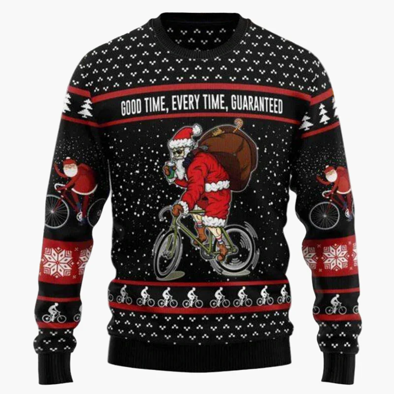 Herren Ugly Christmas Sweater Biker Style – Lustiger Weihnachts-Pullover mit Santa auf Motorrad - Image 5