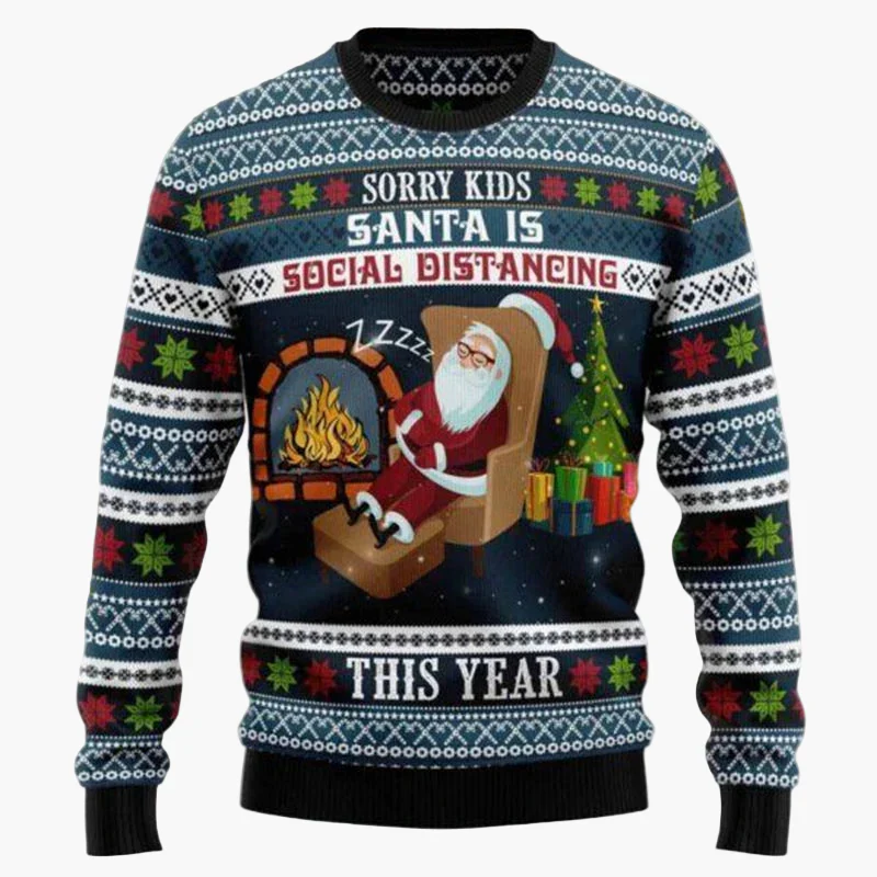 Herren Ugly Christmas Sweater Biker Style – Lustiger Weihnachts-Pullover mit Santa auf Motorrad - Image 7