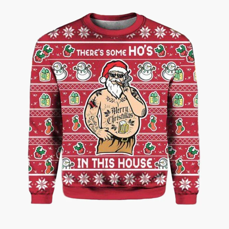 Herren Ugly Christmas Sweater Biker Style – Lustiger Weihnachts-Pullover mit Santa auf Motorrad - Image 9