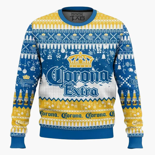 Herren Ugly Christmas Sweater Corona Extra – Lustiger Party-Pullover für Weihnachten - Image 2
