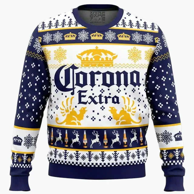 Herren Ugly Christmas Sweater Corona Extra – Lustiger Party-Pullover für Weihnachten - Image 3