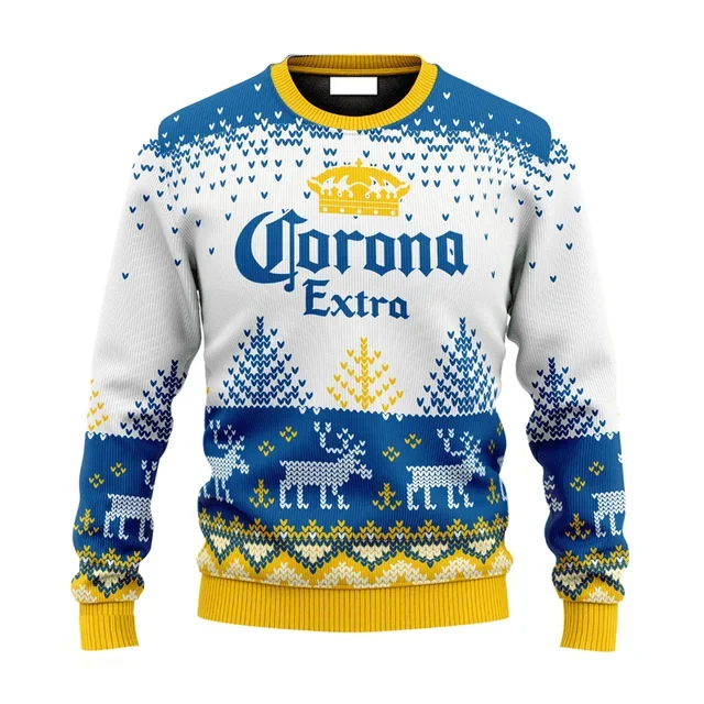 Herren Ugly Christmas Sweater Corona Extra – Lustiger Party-Pullover für Weihnachten - Image 4