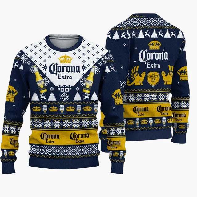 Herren Ugly Christmas Sweater Corona Extra – Lustiger Party-Pullover für Weihnachten - Image 5