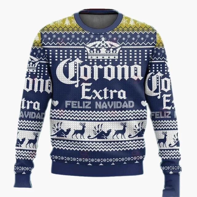 Herren Ugly Christmas Sweater Corona Extra – Lustiger Party-Pullover für Weihnachten - Image 6