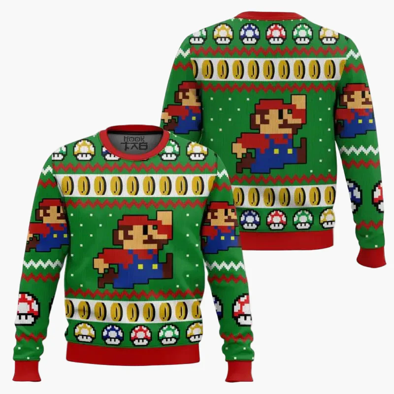 Herren Ugly Christmas Sweater – Retro Gamer Pixel Mario Pullover für Weihnachten & Gaming-Fans - Image 10