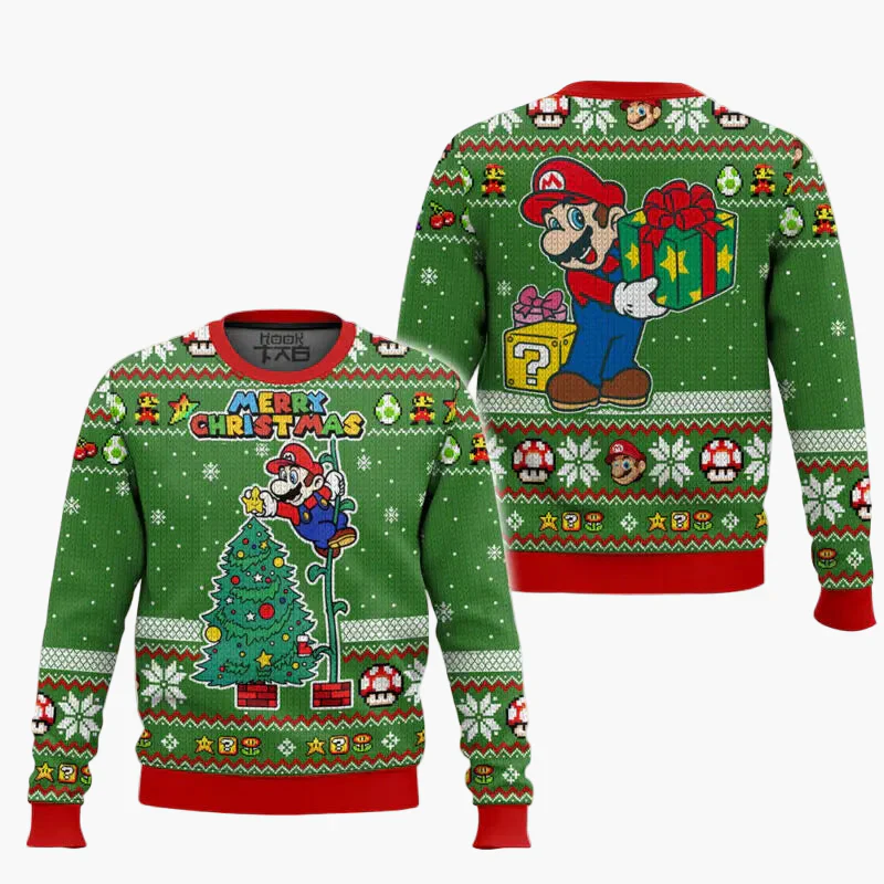 Herren Ugly Christmas Sweater – Retro Gamer Pixel Mario Pullover für Weihnachten & Gaming-Fans - Image 2
