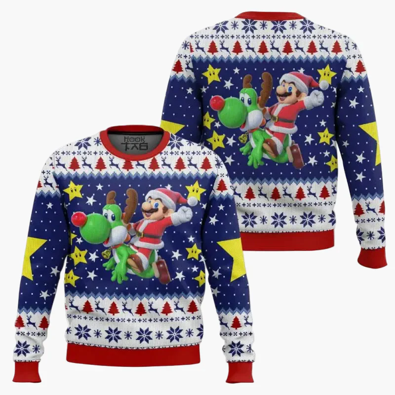 Herren Ugly Christmas Sweater – Retro Gamer Pixel Mario Pullover für Weihnachten & Gaming-Fans - Image 3