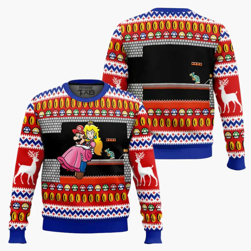 Herren Ugly Christmas Sweater – Retro Gamer Pixel Mario Pullover für Weihnachten & Gaming-Fans - Image 8