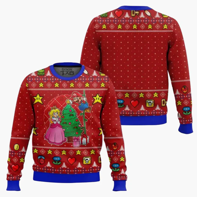 Herren Ugly Christmas Sweater – Retro Gamer Pixel Mario Pullover für Weihnachten & Gaming-Fans - Image 9