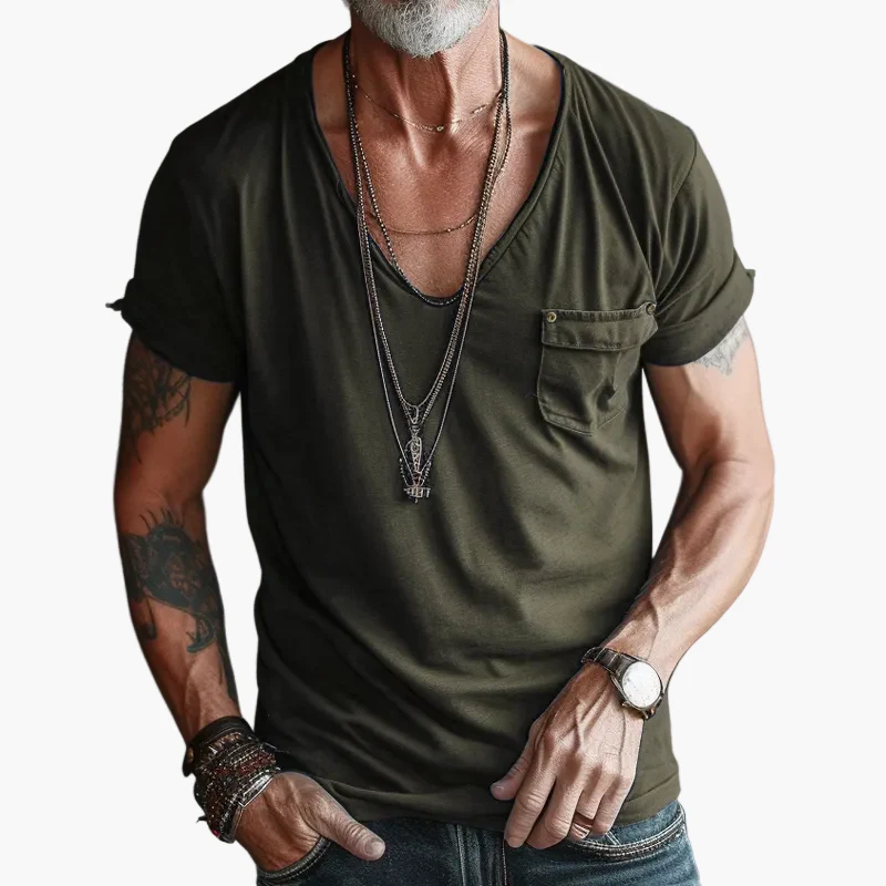 Herren V-Ausschnitt T-Shirt mit Brusttasche – Moderner Freizeit- und Streetstyle Look - Image 6
